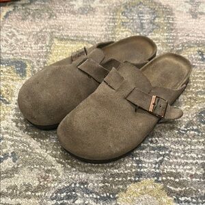 Birkenstock Brown Suede Clogs